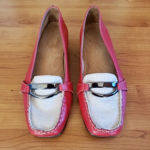 Aerosoles Medley Red & Biege Slip On Loafers 8 M